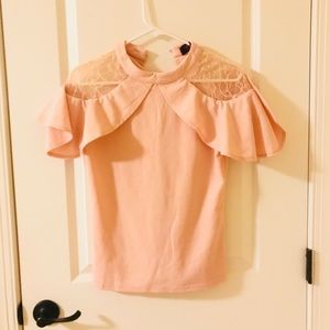 Baby pink blouse with lace detailing